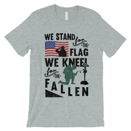 We Stand We Kneel Mens Grey T-Shirt Veterans 4th of July