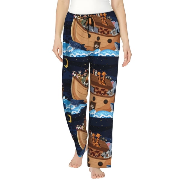 Balery Ocean Scene with Noah's Ark Pantalones de pijama para mujer, pijamas ultraligeros, pantalones de estar por casa-Small