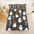 thumbnail image 5 of Manfei Cartoon Ghost Halloween Bed Sheets,Bat Silhouette Full Size Sheets,4 Pieces,1 Flat Sheet,1 Fitted Sheet and 2 Pillowcases, 5 of 6
