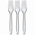 thumbnail image 1 of 100 Pcs Clear Plastic Forks Strong Heavy Duty Reusable, 1 of 5