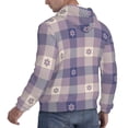 thumbnail image 6 of Uemuo Purple Floral Gingham Check Plaid Pattern Men's Hoodie - Casual Pullover Hoodie with Kangaroo Pocket, Stylish Hooded Sweatshirt for Everyday Wear-Small, 6 of 7