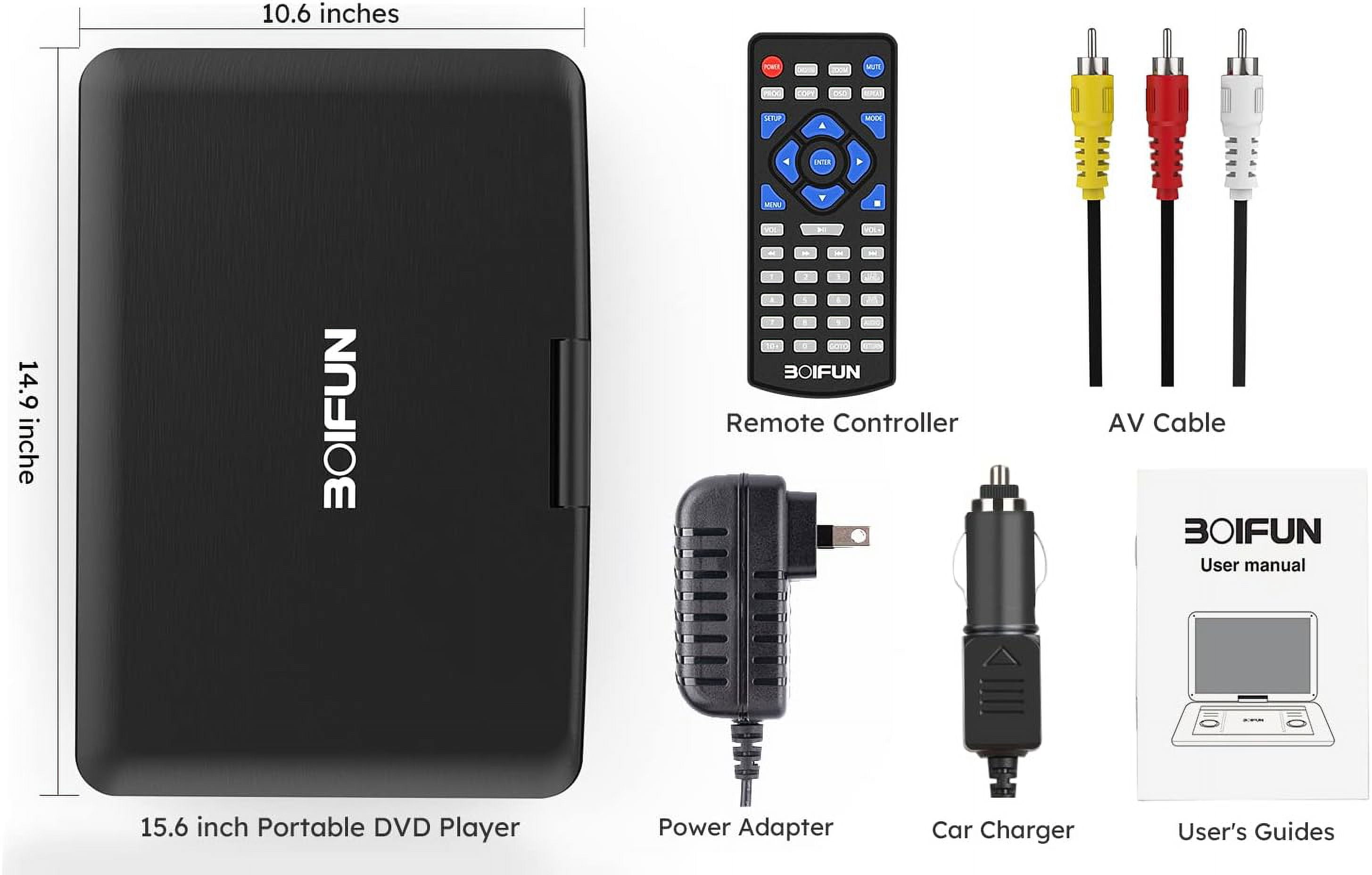 Lecteur DVD Portable 17,5 avec Grand écran HD 15,6, Batterie