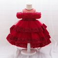 thumbnail image 5 of Bmisegm Toddler Dress Carnival off Shoulder Embellished Neckline Layered Ruffled Cake High Low Tutu Dress Kids Dress 2-3 Years, 5 of 9
