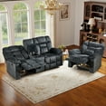 thumbnail image 3 of Bonzy Home Recliner Sofa Set — Single Manual Recliner & Loveseat with Hidden Storage & Cup Holders, Gray, 3 of 8