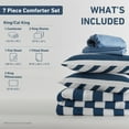 thumbnail image 2 of Regency Heights King Size Comforter Sets, 7-Piece Bed in a Bag King, Reversible Striped Comforter Bed Set with Sheets, Navy, 2 of 8