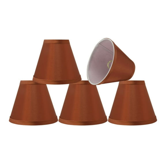 Aspen Creative 32111-5 Small Hardback Empire Shape Chandelier Clip-On Lamp Shade Set (5 Pack), Transitional Design in Redwood, 6" bottom width (3" x 6" x 5")