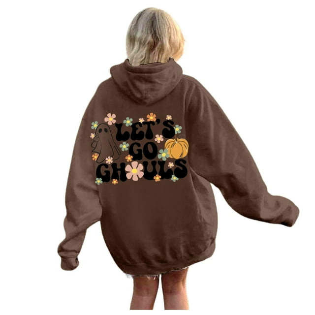 WEAIXIMIUNG Sweat à Capuche pour Femmes Mode Décontractée Lettres Imprimées devant et derrière Sweat à Capuche Décontracté Ample