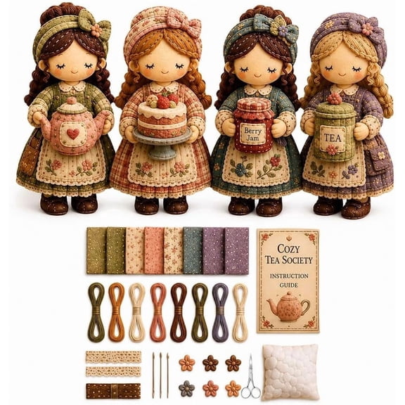 Tiny Worlds Collection Patchwork DIY Kit, Felt Doll Sewing Craft, Beginner Friendly, Includes All Materials, Multiple Themes CHRISTMAS WORKSHOP(A)