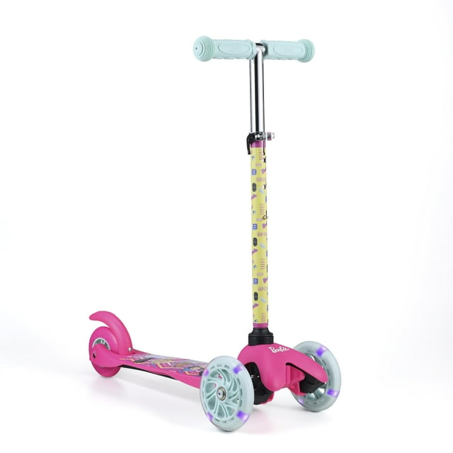 Barbie Trottinette Auto-Équilibrée avec Roues Lumineuses, Plateau Extra Grand, Plateforme à 3 Roues, Frein Activé au Pied, Limite de 75 Lb, Enfants et Tout-Petits Filles Ou B