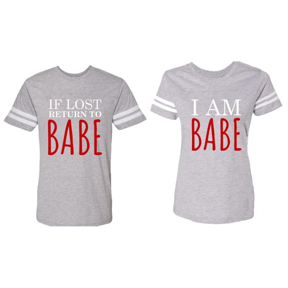 IF Lost Return To Babe I am Babe Matching Couple Cotton Jerseys (Men Heather / Women Heather) (Men S / Women S)