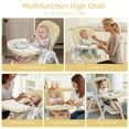 thumbnail image 3 of Sejoy 4 Wheels Baby High Chair for Toddlers, Foldable High Chair with Adjustable Seat Heigh, Beige, 3 of 9