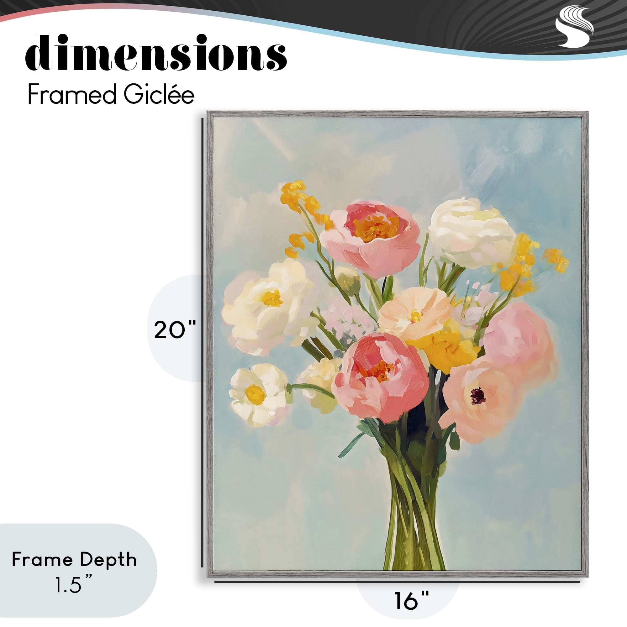Stupell Industries Eclectic Floral Bouquet Gray Framed Giclee Art, design by The Prints Vibe