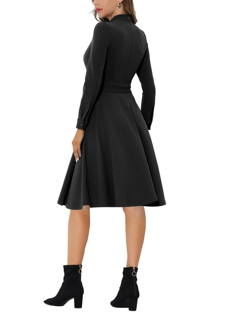 chinese dress ladies S-090 Black Womens Long Sleeve Dresses Loose Fit Dresses for Women Henley  Turtle Neck Faux Gauze Linen Beach Casual Hawaiian Maxi Long Fall Summer  Dresses 2024 BH S at Amazon Women's Clothing main image 1