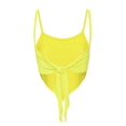 thumbnail image 3 of Made by Olivia Women's Plain Stretchy Asymmetric Tie Knob Open Back Bandana Crop Top Shirt- Made in USA Neon Yellow L, 3 of 3