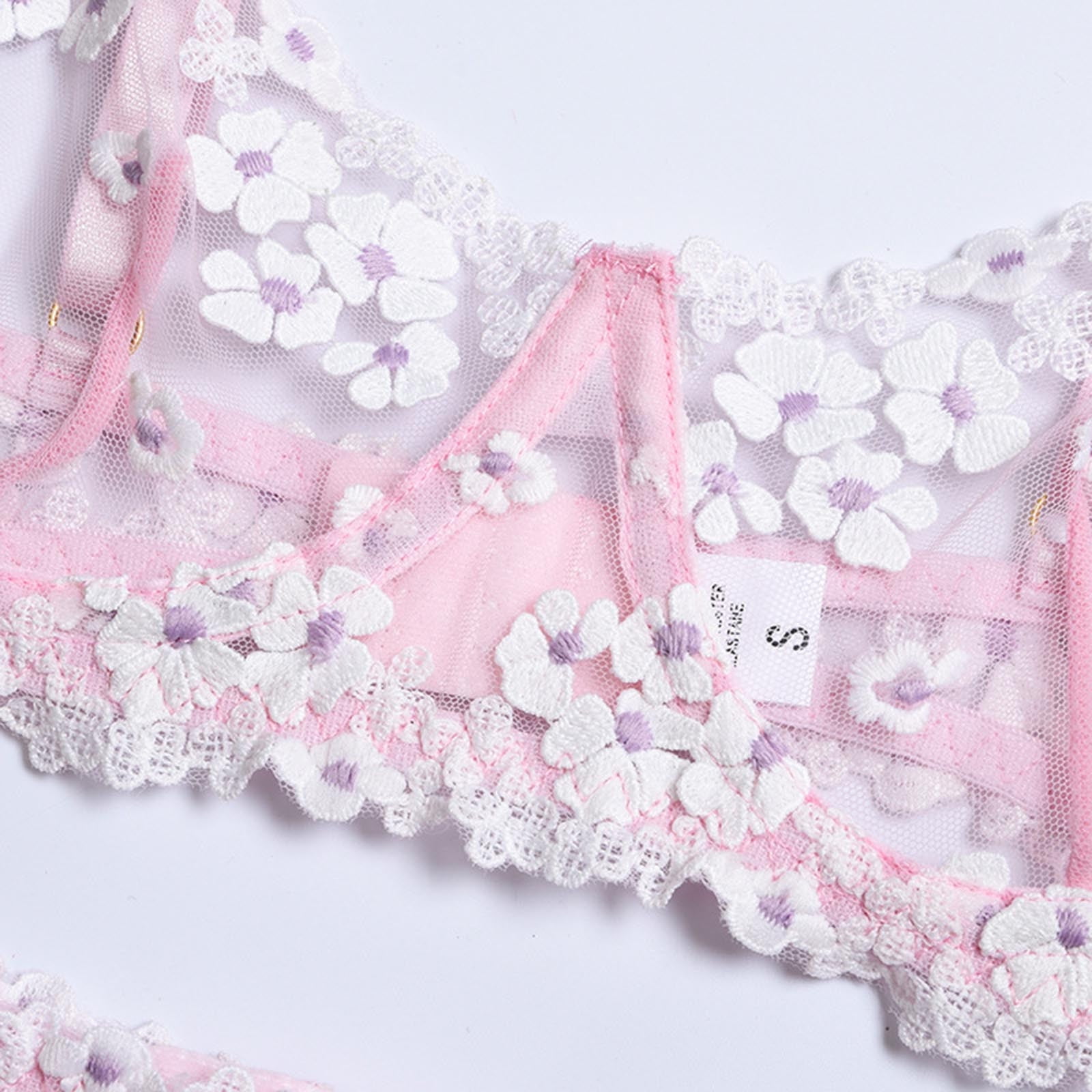 Hfyihgf Women's Sexy Soft Floral Lace Lingerie Set See-Through Underwear  Push Up Underwire Sheer Bra and Bikini Underwear Sets(Pink,XXL)