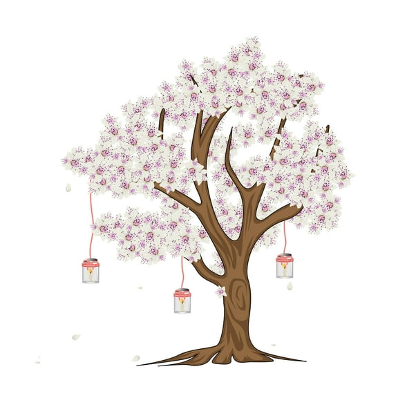 Beautiful Cherry Blossom Self Adhesive Wall Sticker – Vinyl Decals – Bedroom, Nursery, or Living Room – Cost Effective alternative to painting -Size 10" x 10".