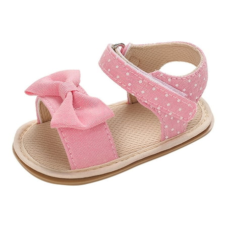 

ZMHEGW Girls Sandals Summer Shoes Outdoor First Walk Shoes Toddler Girls Shoes For Summer With Flower Bowknot
