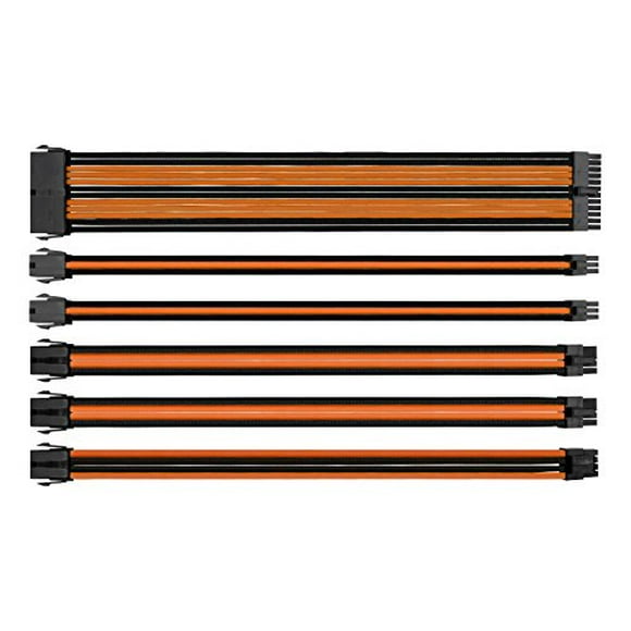 Thermaltake TtMod Sleeve Extension Power Supply Cable Kit ATX/EPS/8-pin PCI-E/6-pin PCI-E with Combs, Orange/Black AC-036-CN1NAN-A1