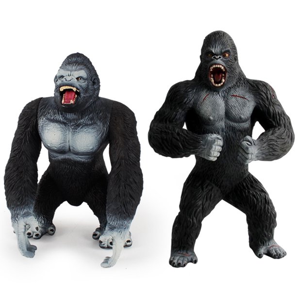 Set de figuras Gorilla x2 estilo Wild King Kong, PVC, 19 cm