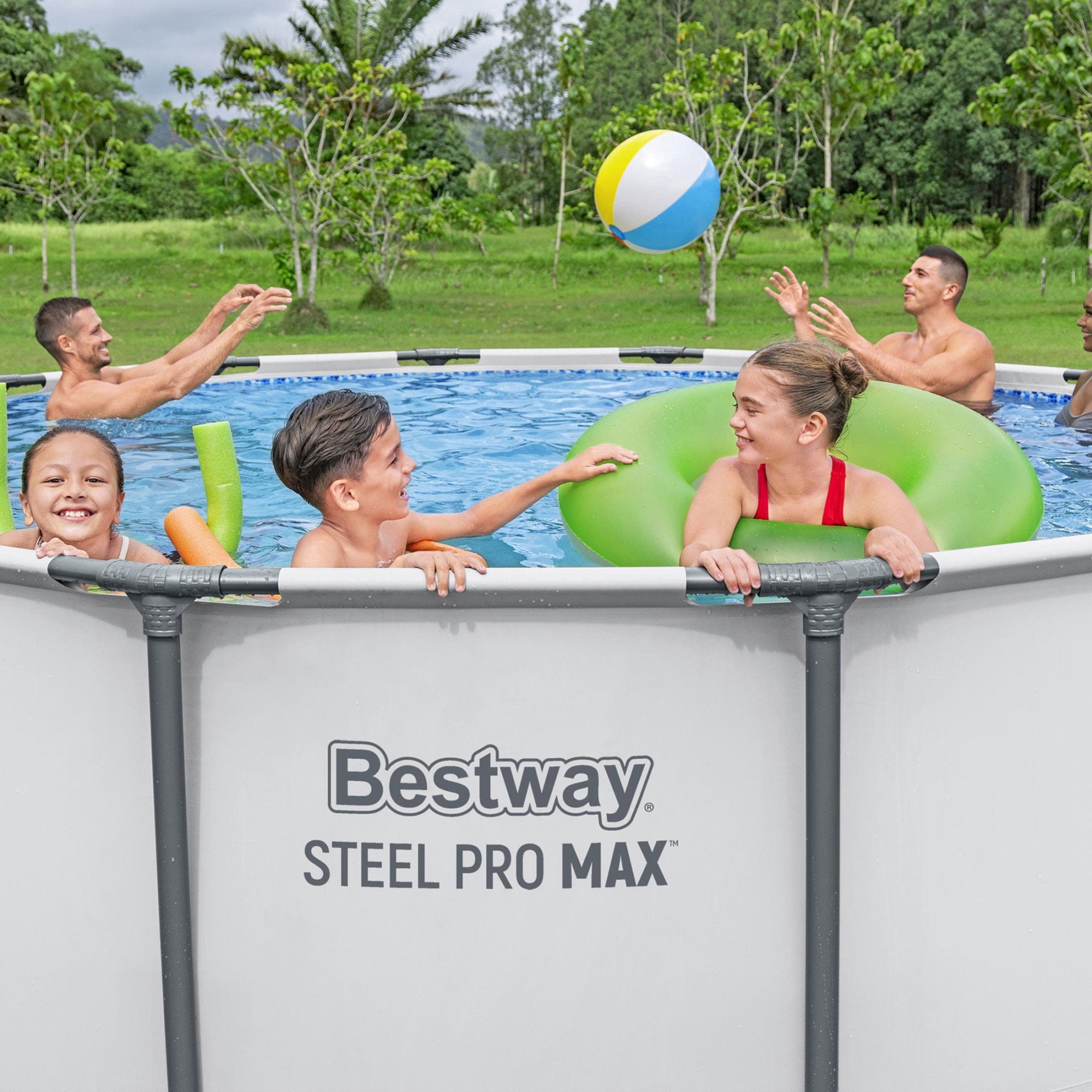 Bestway Steel Pro MAX 13'x48" Metal Frame Above Ground Pool Set w/ Pump, Ladder, & Cover