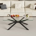 thumbnail image 2 of 39.37" Rectangular Clear Tempered Glass Coffee Table,Stylish Design with Black Metal Legs, Coffee Table for Living Room, 2 of 10