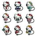 thumbnail image 2 of 1-9PCS Hello Kitty Straw Cover Cap Cartoon 10MM Drink Straw Plug Reusable Splash Proof Drinking Fit Cup Straw Cap Charms Pendant, 2 of 7