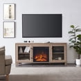 thumbnail image 4 of Evelyn&Zoe Quincy Rectangular TV Stand with Log Fireplace for TV's up to 65", Antiqued Gray Oak, 4 of 13