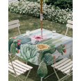 thumbnail image 2 of Square Outdoor Tablecloth with Umbrella Hole Blue Green Cactus Outside Table Cloth Waterproof Patio Table Cover Tropical Summer Botanical Floral Zipper Tablecloths for Picnic Party Camping 54x54 Inch, 2 of 8