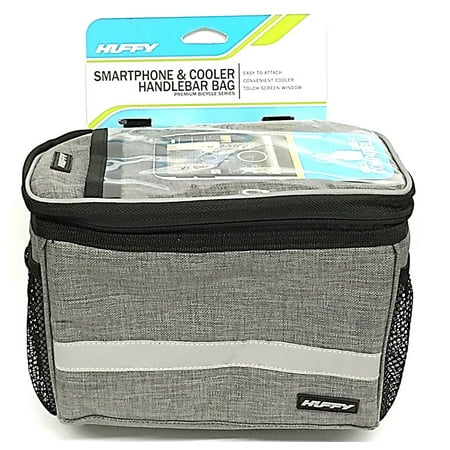 Huffy Handlebar Cooler Bike Bag with Smartphone Pocket, Woven Gray