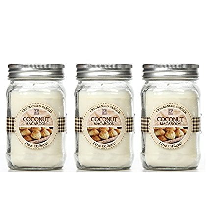 - Bulk Buy. Hosley's Set of 3, Coconut Macaroon Scented Mason Jar Candles 11oz Each. Ideal votive GIFT for party favor, weddings, Spa, Reiki, Meditation, Bathroom settings