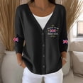 thumbnail image 2 of Wang6 Womens Lightweight Plus Size Cardigans Sweaters Trendy Long Sleeve Open Front Button down Knit Sweater Fall V Neck American Flag Printed Outwear Tops Black XXXL, 2 of 4
