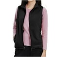 thumbnail image 2 of Idoravan Womens Fleece Sleeveless Jacket,Women's Stand Collar Fashion Casual Pure Color Pocket Plush Warm Vest Black XL, 2 of 5