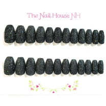 Black Starlight Nothing But Sparkle Glitter Ballerina Press-On Nails - 24 Pieces - Artificial Nail Kit
