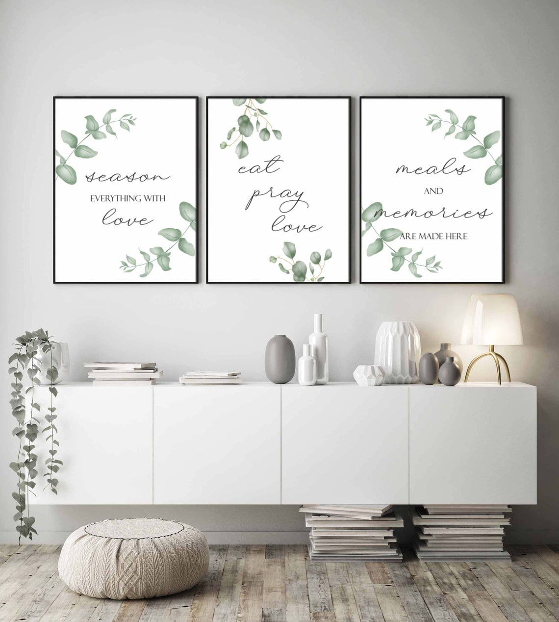 Set Of 3 Print Eat Pray Love Canvas Wall Art Botanical Poster Painting