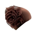 thumbnail image 1 of Chapeau Rétro pour Femmes avec Grandes Fleurs, Turban Jaune, 1 of 2
