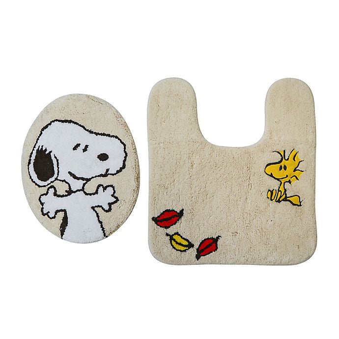 Peanuts Harvest 2 Piece Tufted Toilet, Snoopy Shower Curtain Set