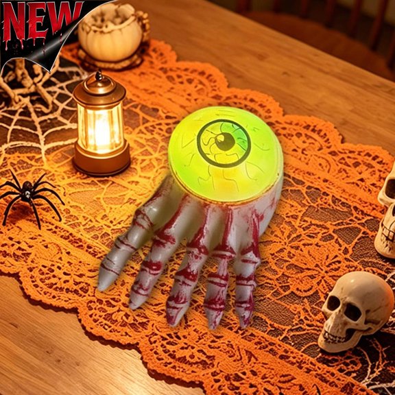 Tryvkinvive Halloween Eyeball Skeleton Hand Light,Glowing Horror Hand Figurine for Halloween Decorations,Scary Tabletop Ornament for Indoor Party Haunted House Decor