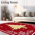 thumbnail image 2 of ODIKA 4'x6' Machine Washable Non-Slip Area Rug, Joyful Evergreen Celebration Accent Seasonal Display High Traffic Rug with Pad, Red, 607087, 2 of 8