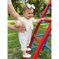 thumbnail image 6 of Loicainy Baby Toddler Girl Fake-two Romper 3 6 9 12 18 Months Floral Short Sleeve Jumpsuit and Bow Headband 2 Piece Set, 6 of 10