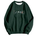 thumbnail image 4 of Arlun Crewneck Sweatshirts Womens Trendy Floral Printed Soft Comfortable Long Sleeve Hoodless Tops 2025 Fall Winter Baggy Drop Shoulder Pullovers Dark Green M, 4 of 4