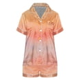 thumbnail image 4 of VISALY Womens Pajama Sets Satin Pajamas Silk Sleepwear Flower Print Button Down Short Sleeve Shirts Elastic Waist Shorts Lounge Sets Comfy Cooling Sleepwear Red L, 4 of 4