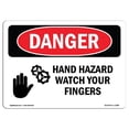 thumbnail image 1 of SignMission OS-DS-A-1218-L-1288 12 x 18 in. OSHA Danger Sign - Hand Hazard Watch Your Fingers, 1 of 1