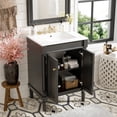 thumbnail image 2 of Tcbosik 24 inch Bathroom Vanity with Ceramic Sink, Floor Standing Vanity Storage Cabinet with Adjustable Shelf and 2 Soft Close Doors, Black, 2 of 9