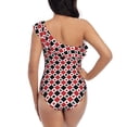thumbnail image 5 of Rateoe Playing Cards Pattern Women One Piece Swimsuits Tummy Control One Shoulder Bathing Suits Ruffle Swimwear-Large, 5 of 6