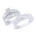 thumbnail image 3 of AFFY White Natural Diamond Cluster Engagement & Wedding Trio Band Ring Set In 10k White Gold (0.33 Cttw), 3 of 9