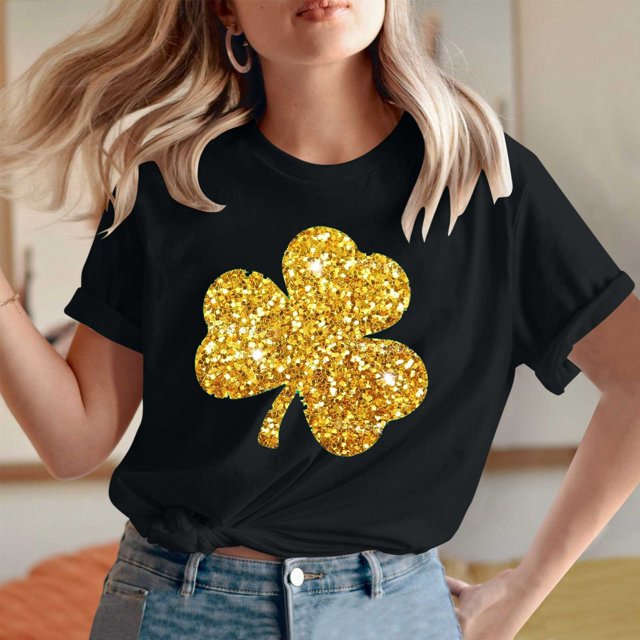 Meichang T-Shirts Chanceux pour Femmes T-Shirts de la Saint-Patrick T-Shirts Graphiques Trèfle T-Shirts de Vacances Col Rond Hauts Irlandais Chanceux T-Shirts Décontractés à Manches Courtes Liquidation de Printemps
