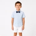 thumbnail image 6 of LittleSpring Kids Button Down Shirt 4T Toddler Boys Short Sleeve Dress Shirt with Bow Tie Solid Light Blue, 6 of 6
