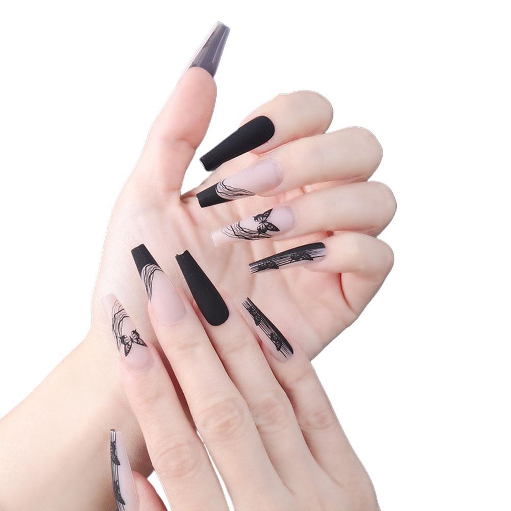 Black Flame French Ballet Female Butterfly Ballet False Nails B3Y0 R7D6