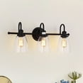 thumbnail image 5 of Warehouse of Tiffany Aester Matte Black 3-Light Cone Glass Shade Wall Sconce, 5 of 6