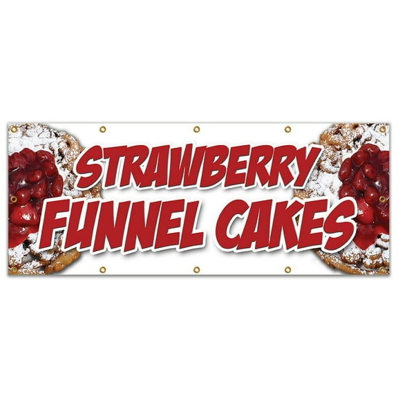 48"x120" STRAWBERRY FUNNEL CAKES BANNER SIGN bakery cake cookies pastry bread